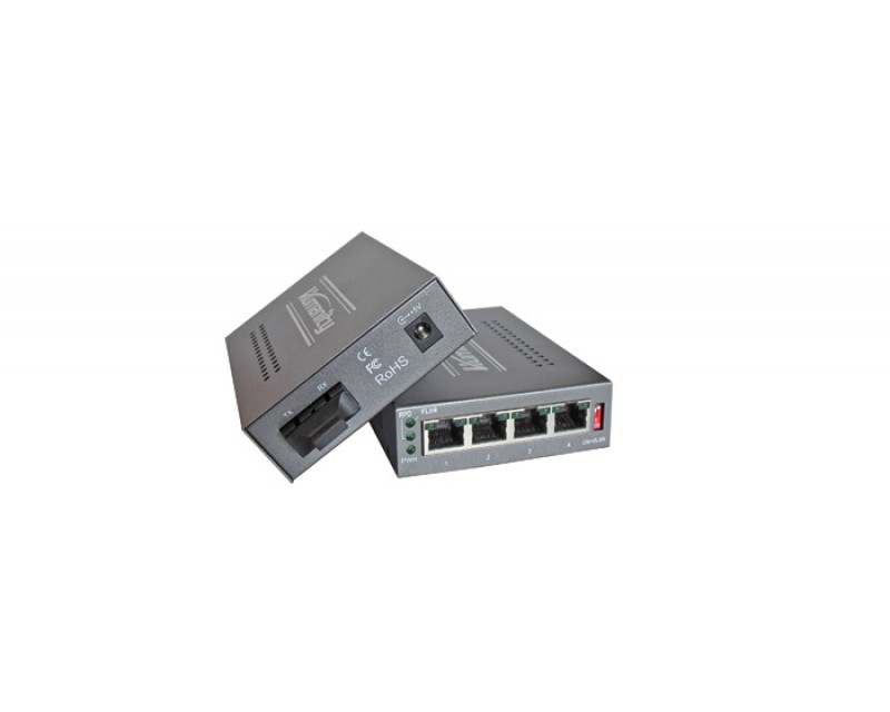 10/100M Media Converter(2xOptical, 4xEthernet)